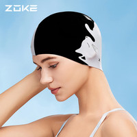 洲克ZOKE成人泳帽硅胶防水护发护耳不勒头男女通用防滑成人624503216-2 白黑猫