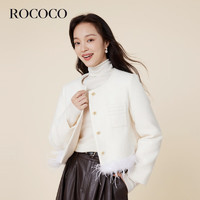 洛可可（ROCOCO）法式小香风短款精致毛边服女千金风外套潮 米白 M