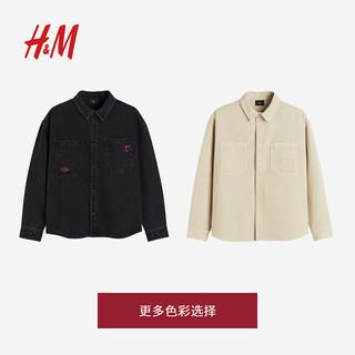 H&M【新年系列】男装夹克2024春季宽松牛仔外套1201355 黑色 165/84A