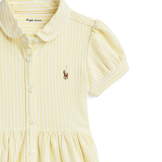 Polo Ralph Lauren 拉夫劳伦 女婴 24春条纹针织棉牛津布连衣裙RL41205 700-三柱门黄 12M