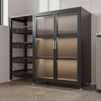 锦需厨房置物架落地多层收纳置物柜家用靠墙带门微波炉烤箱架 3层特厚特粗全碳钢120x32x135cm