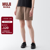 无印良品（MUJI）女式 水洗 平纹 短裤女夏 裤子 休闲短裤 多巴胺  BEC27A3S 浅灰棕色 L