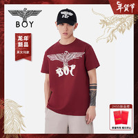 BOY LONDON【金鳞耀日】潮牌T恤2024新春款字母印花酒红色短袖N01008 酒红色 M