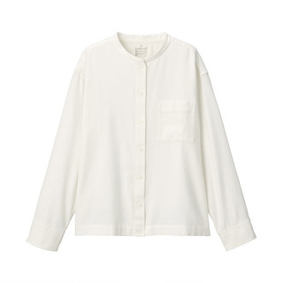 无印良品（MUJI）女式法兰绒 立领衬衫 格子 内搭 衬衣  BCB19C1A 米白色 XL