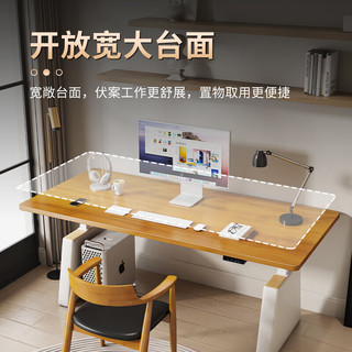元榀生（yuanpinsheng）实木电脑桌椅组合家用台式电动升降桌学习写字书桌办公工作台 标准：140*70*75cm【厚5cm】