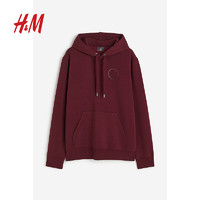 H&M 男装卫衣休闲连帽衫1070934 深红色 175/100A