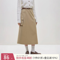 范思蓝恩 23FS14332工装大口袋设计感半身裙，女2023冬百搭裙子 卡其色 XS