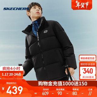 SKECHERS 斯凯奇 情侣款短款防风保暖百搭羽绒服休闲运动外套 L422U070-0018 黑 XL