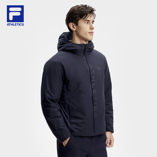 FILA 斐乐 男士棉服2024春基础简约运动休闲连帽外套 RD宝蓝-NV 175/96A/L