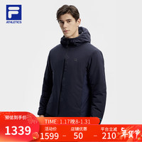 FILA 斐乐 男士棉服2024春基础简约运动休闲连帽外套 RD宝蓝-NV 175/96A/L
