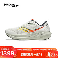 saucony 索康尼 胜利21专业缓震跑鞋男跑步鞋训练运动鞋灰黄(宽楦)43