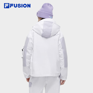 FILA FUSION斐乐潮牌羽绒服两件套女冬时尚撞色连帽外套 标准白-WT 165/84A/M