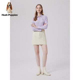 Hush Puppies暇步士女装2024春亚麻混纺美式复古休闲长袖衬衫 140米咖 L