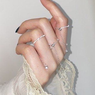 沉鱼落雁满天星银戒指女士素圈戒指女生闺蜜结婚 波光粼粼戒指（单个）