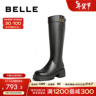 BeLLE 百丽 气质百搭骑士靴女23冬季时尚瘦瘦靴B1B1DDG3 黑色-单里 38