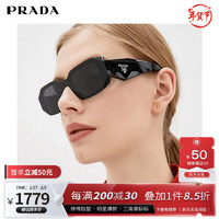 普拉达（PRADA）太阳镜女款黑色镜框墨镜眼镜立体标明星款物17WSF 1AB5S0 黑色镜框深灰色镜片