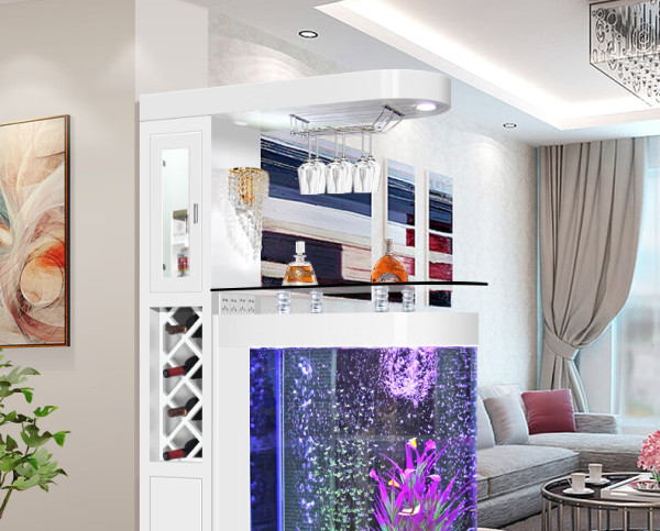 欧宝鱼缸酒柜玄关生态玻璃鱼缸屏风隔断客厅间厅落地现代简约水族箱