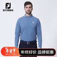 Footjoy高尔夫服装男装FJ秋冬长袖T恤golf运动polo衫翻领男速干上衣 天蓝81064 L