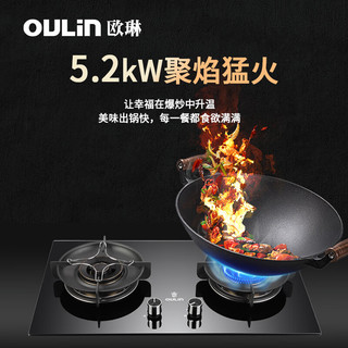 欧琳（OULIN）5.2KW大火力灶具D3013B速火嵌入式聚能盘燃气灶加厚钢化玻璃面板家用大面板聚能环-天然气