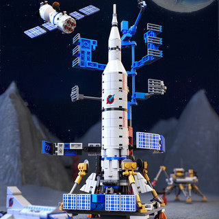 北国E家 儿童拼装积木玩具中国航天空火箭模型微颗粒小学 航空火箭120粒-礼盒款