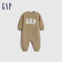 Gap婴儿冬季LOGO仿羊羔绒一体式连体衣儿童装洋气爬服788600