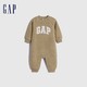 Gap 盖璞 婴儿冬季LOGO仿羊羔绒一体式连体衣儿童装洋气爬服788600 米色 90cm