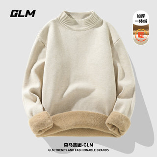 GLM 森马集团品牌半高领毛衣男冬款加绒加厚男士针织衫保暖内搭打底衫