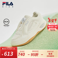 FILA 斐乐 儿童童鞋休闲鞋2024春中大童男女童BOA旋钮经典板鞋 奶白-GD 39码 内长24.5cm