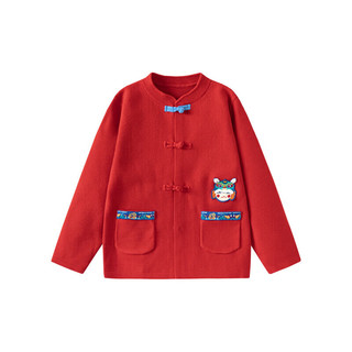 迷你巴拉巴拉 男童女童开衫冬季宝宝新年中式针织毛衣231123103201中国红120