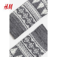 H&M男士中筒袜舒适柔软棉混纺长袜筒针织袜1105519 灰色/图案 23-24