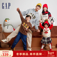 Gap【圣诞系列】Gap男装冬2023LOGO加绒保暖卫衣416446 灰色 170/92A(M) 亚洲尺码