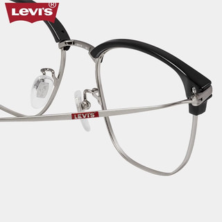 Levi's李维斯眼镜复古眉线形半框超轻近视镜架男配度数镜片 7147-1UV黑金色