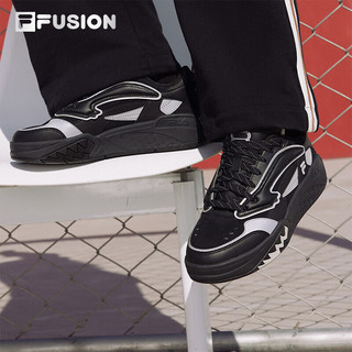 FILA FUSION斐乐潮牌女鞋DESPERADO LOW复古篮球鞋2023冬运动鞋 黑/明亮白-BB 35.5