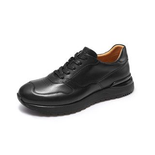 莱尔斯丹2024春季时尚休闲低帮舒适系带运动鞋男鞋5MM73201 黑色 BKL 38