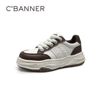 C.BANNER 千百度 女鞋2023春季新款休闲板鞋复古撞色溶解厚底鞋增高运动鞋