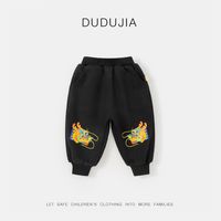 DUDUJIA嘟嘟家宝宝龙年拜年服裤子加绒加厚儿童长裤男童新年装女童潮wp 曜石黑 90