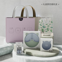 Qlittle宝宝餐具礼盒婴儿学吃饭套装周岁套盒1-3儿童 奶酪薄荷系列（礼袋装）