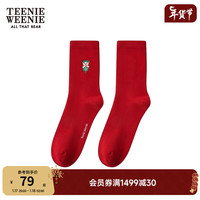 Teenie Weenie小熊卡通袜子女2024春夏女袜 红色 FRE