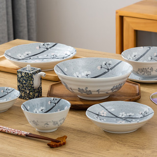 千代源有古窑樱花碗陶瓷餐具家用日本吃饭碗钵碗沙拉碗大碗汤碗面碗 8.2英寸钵