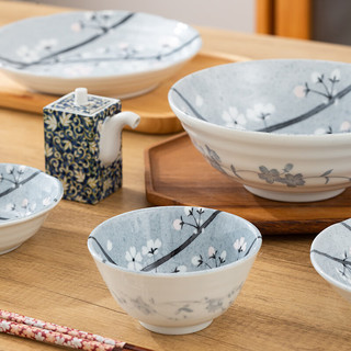 千代源有古窑樱花碗陶瓷餐具家用日本吃饭碗钵碗沙拉碗大碗汤碗面碗 8.2英寸钵