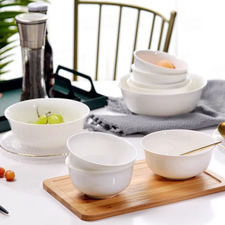 厨万雅 家用纯白碗景德镇陶瓷米饭碗 4.5英寸白色陶瓷金钟碗(5个装） 4.5英寸陶瓷金钟碗(5个装）