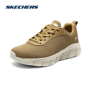 斯凯奇Skechers男鞋厚底运动休闲鞋时尚系带百搭网布鞋子118103 栗色/CSNT 41