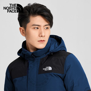 The North Face北面羽绒服男中长款秋冬户外防水防风保暖撞色鹅绒夹克外套 HDC/蓝色 S