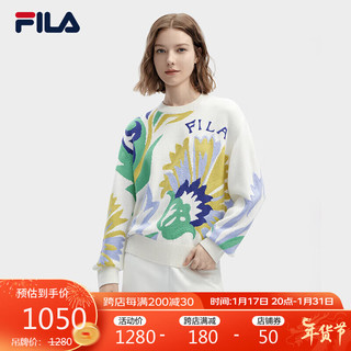 FILA 斐乐V&A联名大艺术家织衫女子毛衣2024时尚宽松满印上衣 155/76A/XS