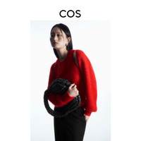 COS 女装 休闲版型短款马海毛混纺开衫红色2024春季新品1226330002