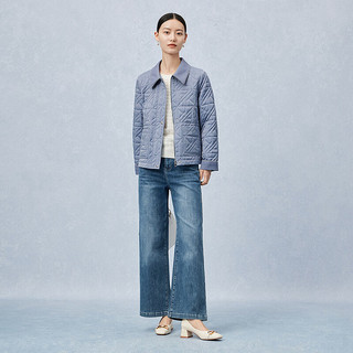 菲妮迪品牌棉衣棉服2024年春季简约休闲风轻薄时尚减龄外套女 灰蓝色 S