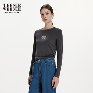 Teenie Weenie【莫代尔】小熊长袖T恤2024简约打底衫白色混纺 灰色 175/XL