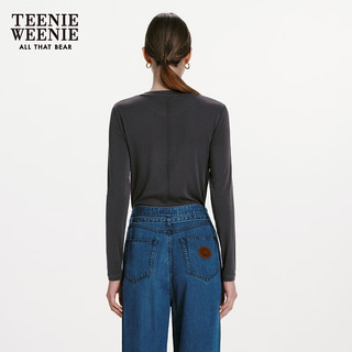 Teenie Weenie【莫代尔】小熊长袖T恤2024简约打底衫白色混纺 灰色 175/XL