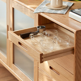 良工实木餐边柜橡木茶水柜多功能北欧边柜洞洞板餐厅厨房碗柜 1.5米餐边柜整柜