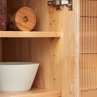 良工实木餐边柜橡木茶水柜多功能北欧边柜洞洞板餐厅厨房碗柜 1.5米餐边柜整柜